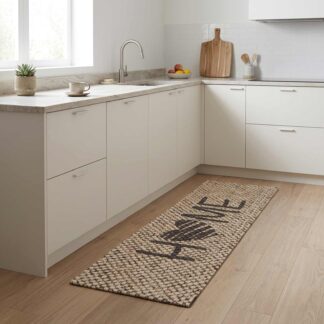 vidaXL Χαλί Κουζίνας Μπεζ σπίτι 150 x 45 εκ 100% Πολυαμίδιο Πλένεται