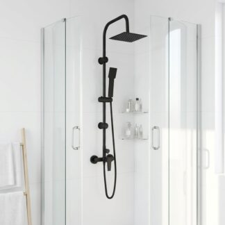 vidaXL Σύστημα Ντους Μαύρο Ανοξείδωτο Ατσάλι 21 x 48 x 112 cm