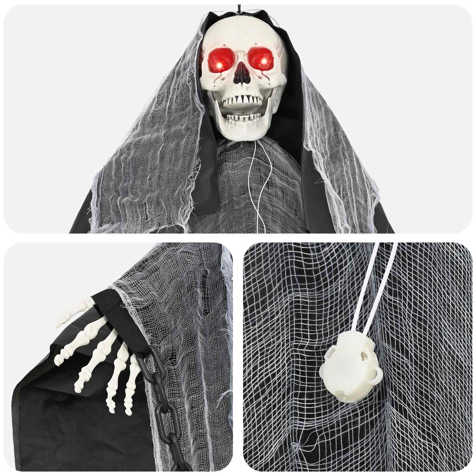 vidaXL Κρεμαστός Χάρος Halloween SPOOKA Μαύρο 112 x 164 εκ. - Image 6
