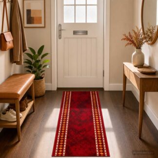 vidaXL Δερμάτινο Χαλί FLORNES Υφαντό Κόκκινο PP 7 mm