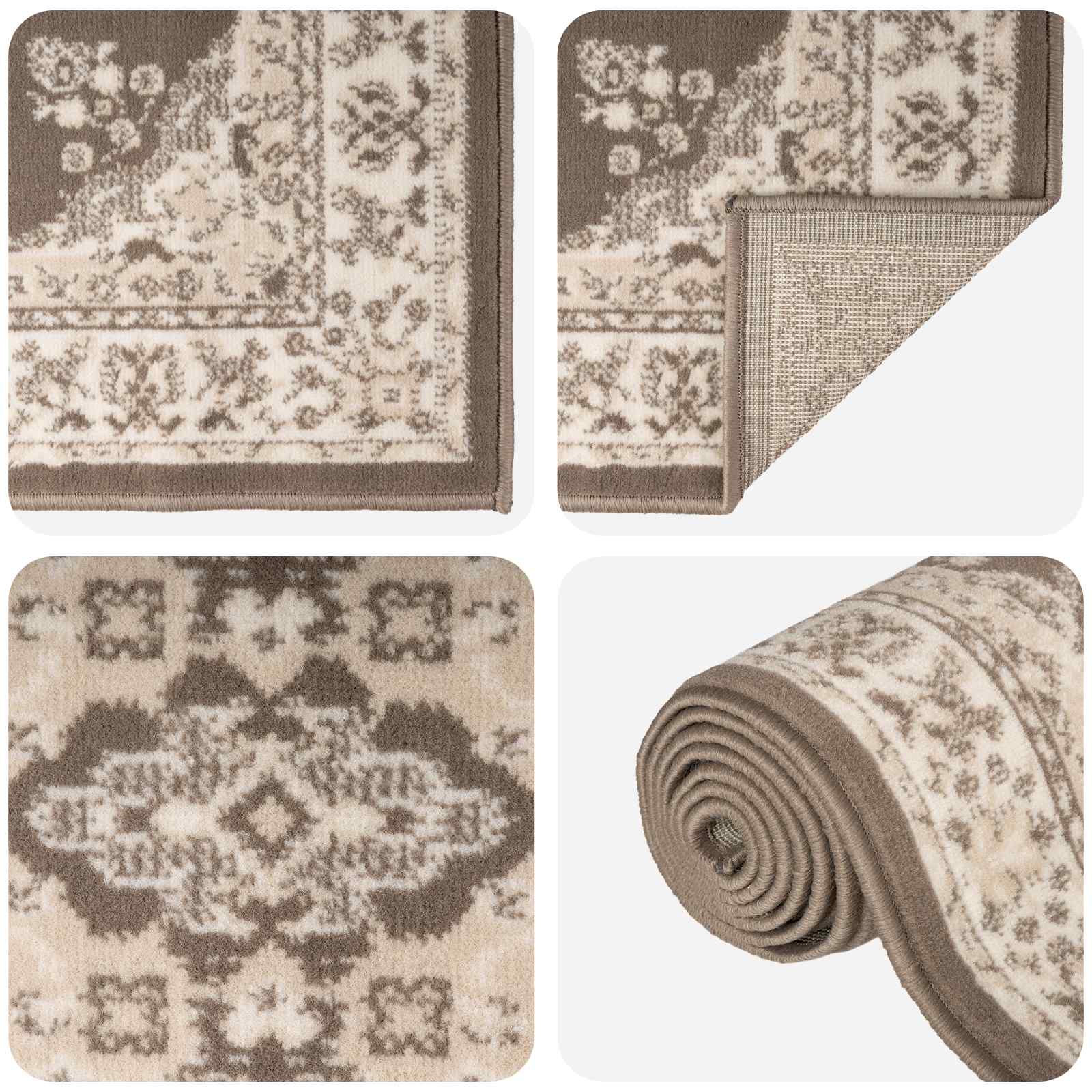vidaXL Δερμάτινο Χαλί FLORNES Υφαντό Taupe PP 7 mm - Image 3
