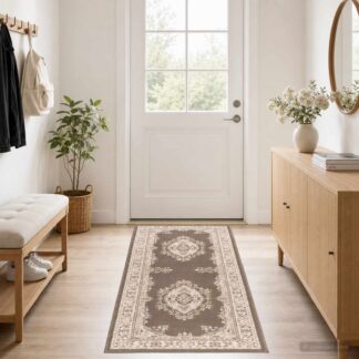 vidaXL Δερμάτινο Χαλί FLORNES Υφαντό Taupe PP 7 mm