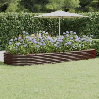 vidaXL Ζαρντινιέρα Καφέ 373x140x36 εκ. Γαλβανισμένος χάλυβας