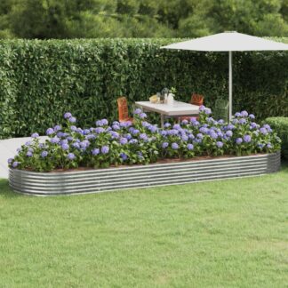 vidaXL Ζαρντινιέρα Ασημί 450x140x36 εκ. Γαλβανισμένος χάλυβας