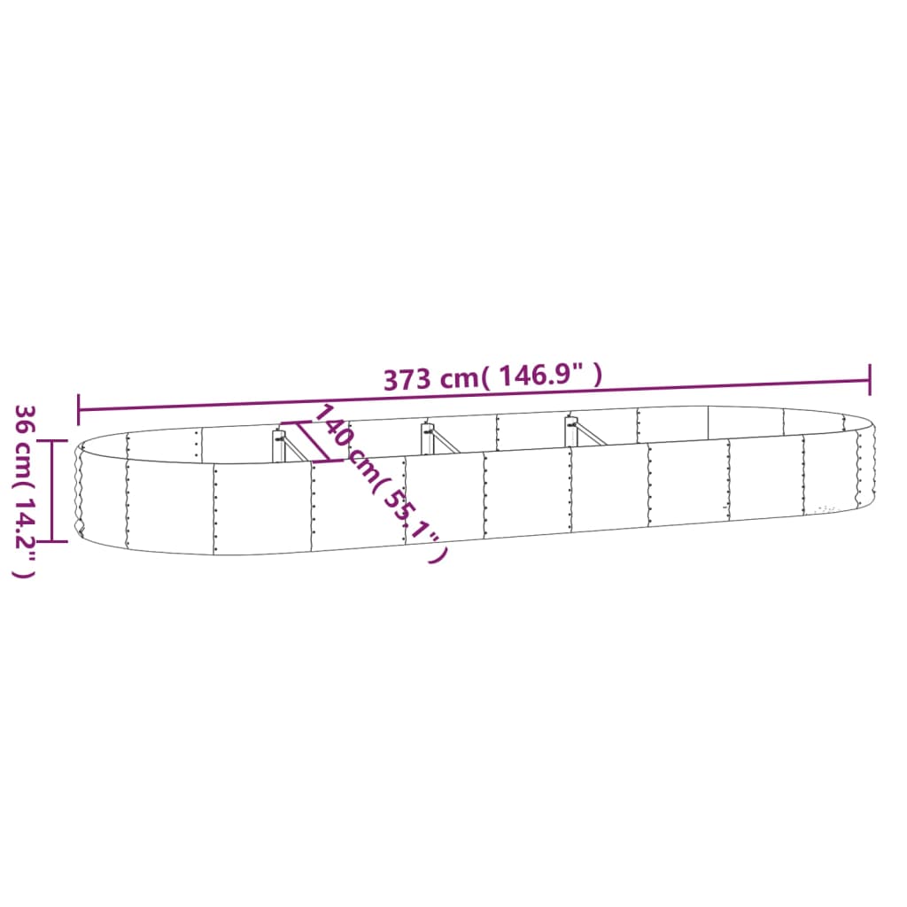 vidaXL Ζαρντινιέρα Ανθρακί 373x140x36εκ Γαλβανισμένος χάλυβας - Image 6